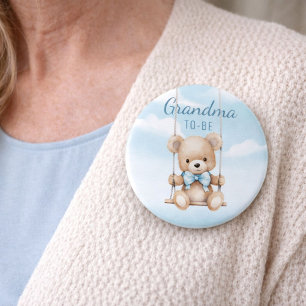 Cute Grandma-To-Be Teddy Bear Baby Shower Button