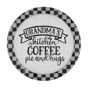 cute Grandma's kitchen coffee pie hugs word art Cutting Board