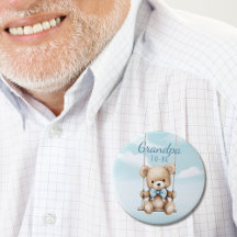 Cute Grandpa To Be Teddy Bear Baby Shower Button