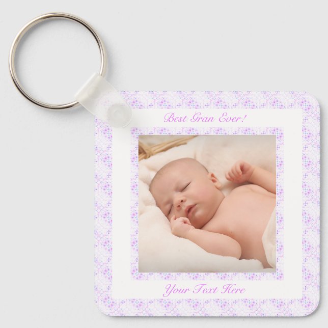 Cute Grandparents Day Purple Best Gran Ever Photo Keychain (Front)