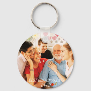 Cute Grandparents Grandkids Family Photo Gift Idea Keychain