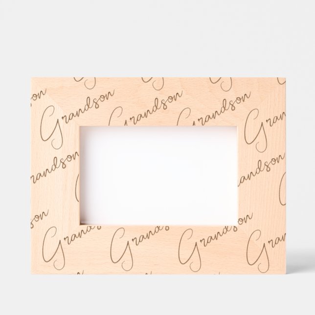 Cute Grandson Picture Wood Frame, 6x4" Landscape Etched Frames (Front)