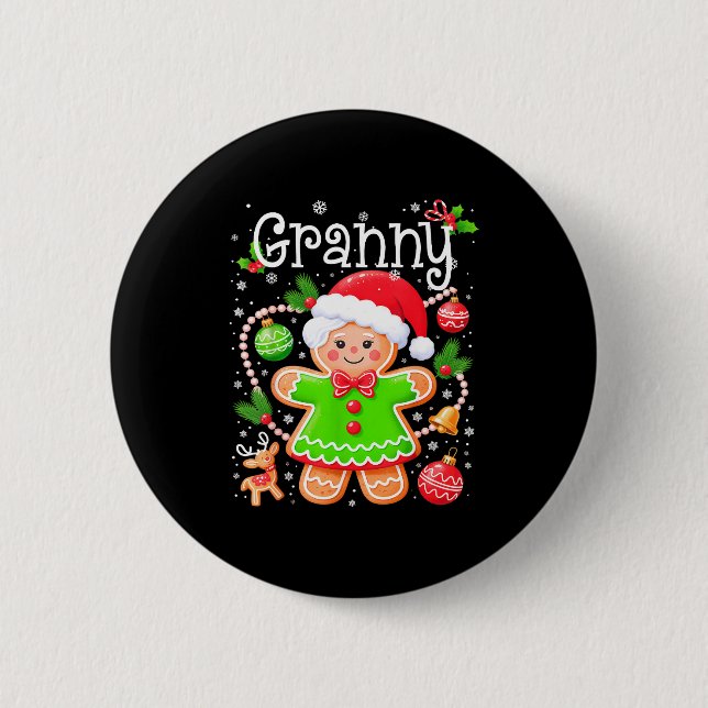 Cute Granny Gingerbread Family Matching Christmas  2 Inch Round Button (Front)
