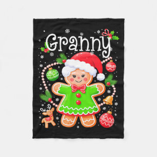 Cute Granny Gingerbread Family Matching Christmas Fleece Blanket