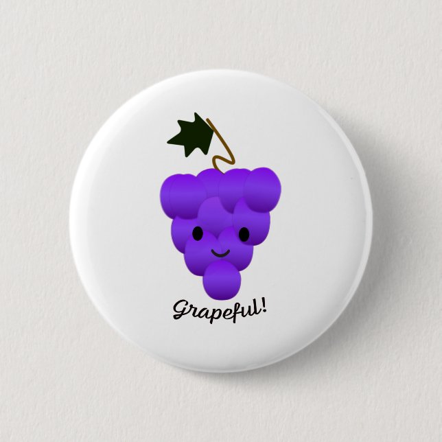 Cute Grapeful Grapes 2 Inch Round Button (Front)
