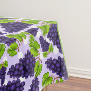 Cute Grapes Polka Dot & Chevron Purple Tablecloth