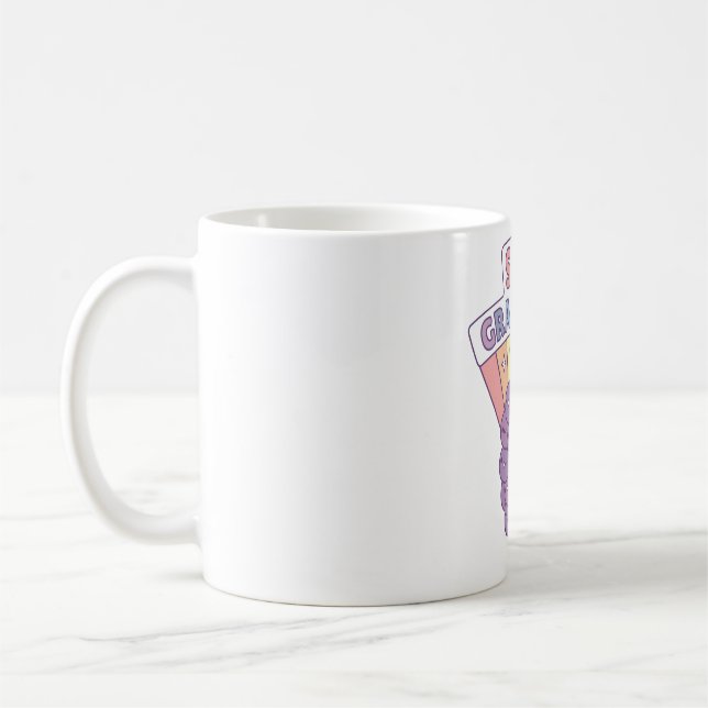 Cute Grapes Stay Grapeful Positive Pun Coffee Mug (Left)
