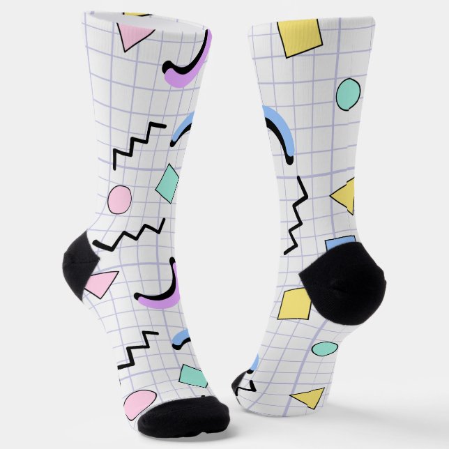 Cute Graph pattern for her white  Socks (Angled)