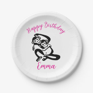 Cute graphic - BONOBO - Chimpanzee - Party Paper Plate
