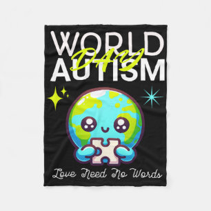 Cute Graphic Earth Autism Day Dad Mom Boys Girls L Fleece Blanket