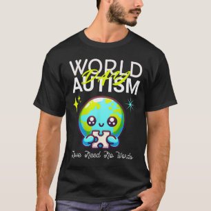 Cute Graphic Earth Autism Day Dad Mom Boys Girls L T-Shirt