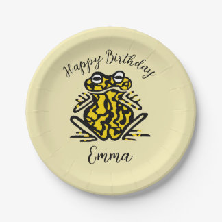 Cute graphic  FROG -  Party animal - wildlife Paper Plate