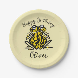 Cute graphic  FROG -  Party animal - wildlife Paper Plate