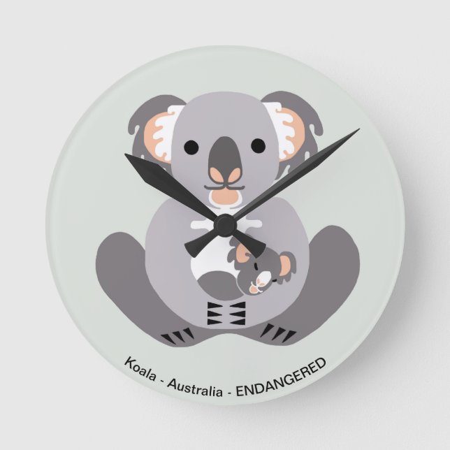  Cute graphic KOALA - Aussie wildlife- Round Clock (Front)
