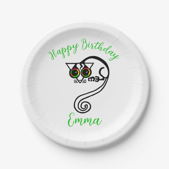 Cute graphic POSSUM - Happy Birthday- Party Paper Plate (Front)