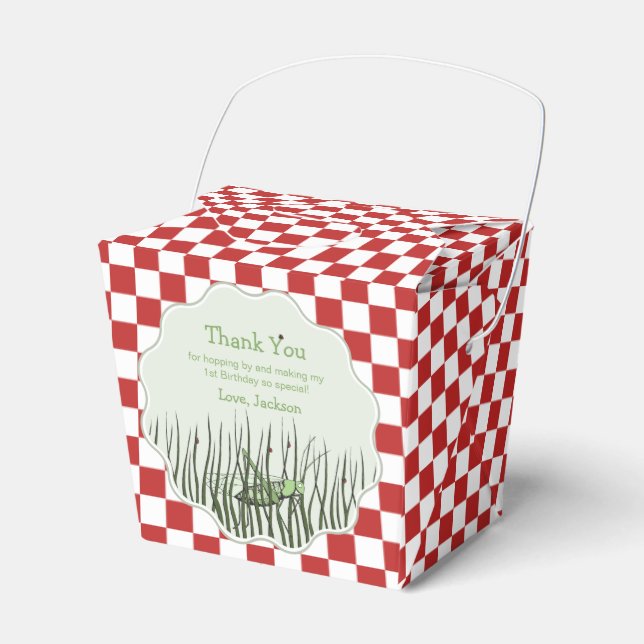 Cute Grasshopper Bug Birthday Thank You Favor Box (Front Side)