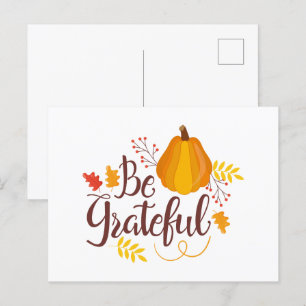 cute grateful Thanksgiving word art Postcard