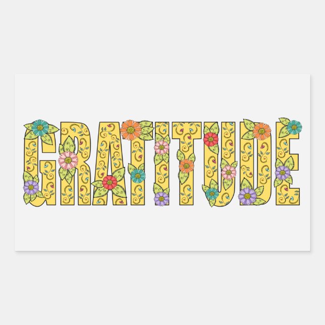 Cute Gratitude Affirmation Colourful Floral Text Sticker (Front)