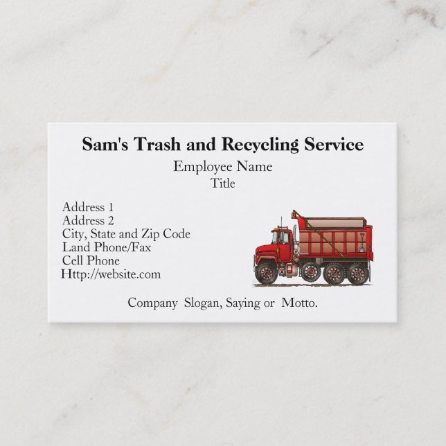 Cute Gravel Dump Truck Business Card (Front)
