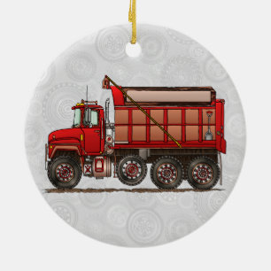 Cute Gravel Dump Truck Ceramic Ornament