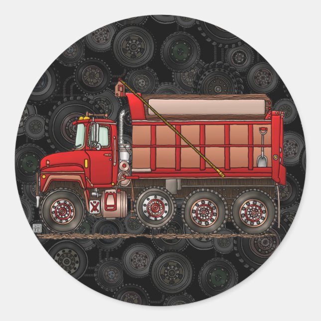 Cute Gravel Dump Truck Classic Round Sticker (Front)