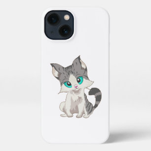 CUTE GRAY AND BEIGE LITTLE KITTEN WITH BLUE EYES iPhone 13 CASE
