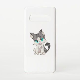 CUTE GRAY AND BEIGE LITTLE KITTEN WITH BLUE EYES SAMSUNG GALAXY CASE