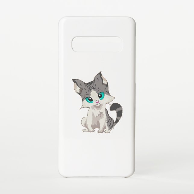 CUTE GRAY AND BEIGE LITTLE KITTEN WITH BLUE EYES SAMSUNG GALAXY CASE (Back)
