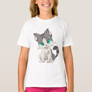 CUTE GRAY AND BEIGE LITTLE KITTEN WITH BLUE EYES T-Shirt