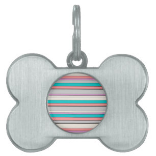 Cute gray aqua stripes pet ID tag
