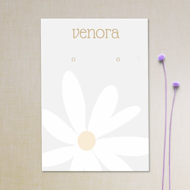 Cute Gray Daisy Floral Earring Display Card (Creator Uploaded)