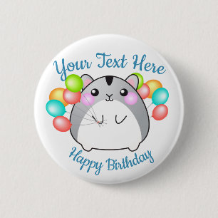 Cute Gray Kawaii Hamster 2 Inch Round Button