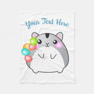 Cute Gray Kawaii Hamster Fleece Blanket