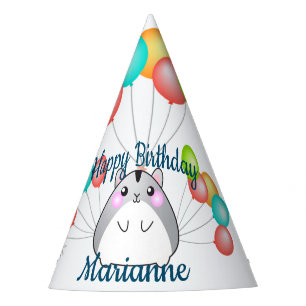 Cute Gray Kawaii Hamster Party Hat