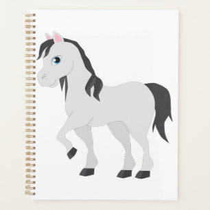 Cute Gray Pony Cartoon Whimsical Horse Planner