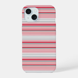 Cute gray red stripes iPhone 15 case