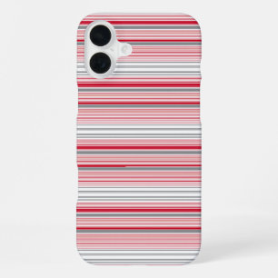 Cute gray red stripes iPhone 16 plus case
