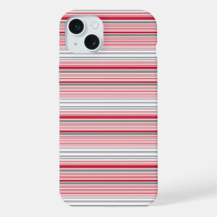 Cute gray red stripes iPhone 15 plus case