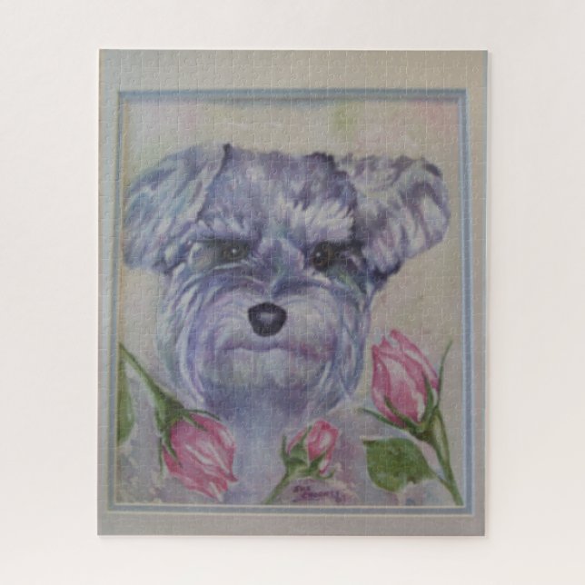 Cute Gray Schnauzer Puppy Jigsaw Puzzle (Vertical)