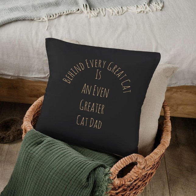 Cute Great Cat Dad Quote Gift Charcoal Template Throw Pillow (Creator Uploaded)