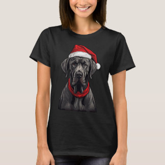 Cute Great Dane Christmas Lights Santa Hat xmass P T-Shirt