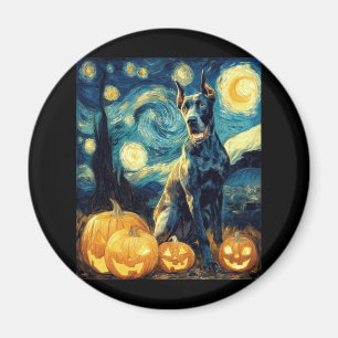 Cute Great Dane Dog Halloween Jack O Lantern Pumpk Magnet