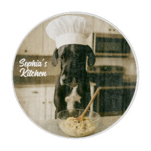 Cute Great Dane Personalized Round  Cutting Board