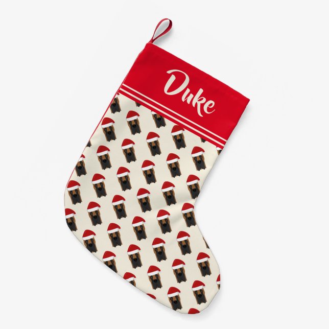 Cute Great Dane Santa Pattern - Personalized Small Christmas Stocking (Front (Hanging))