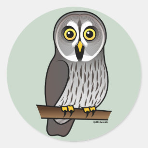 Cute Great Grey Owl Classic Round Sticker