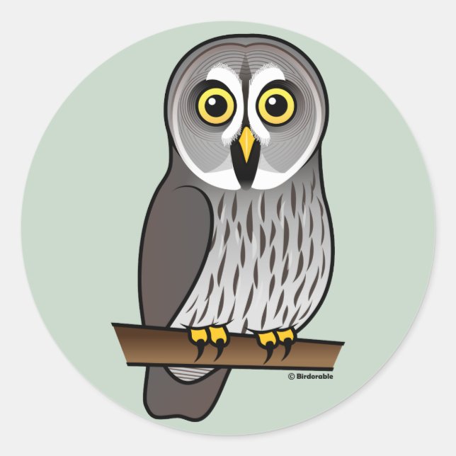 Cute Great Grey Owl Classic Round Sticker (Front)