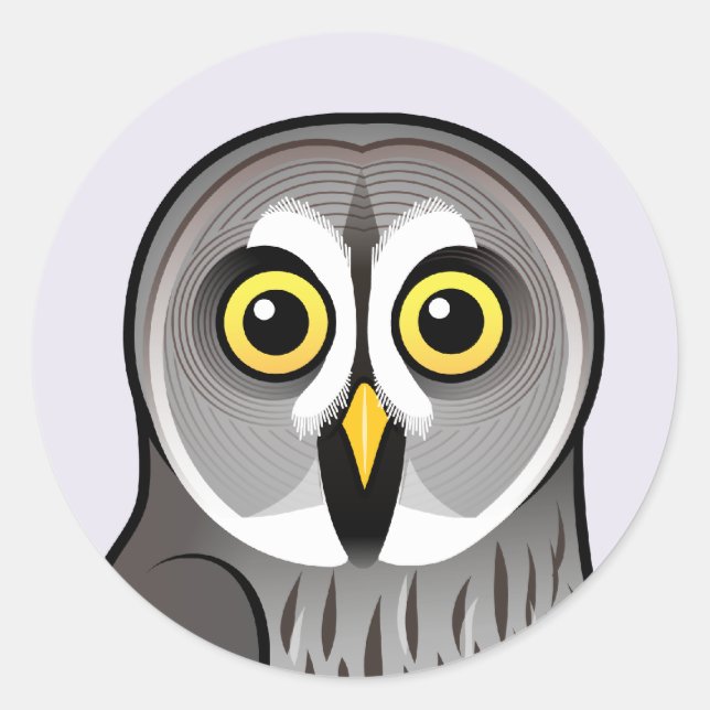 Cute Great Grey Owl Classic Round Sticker (Front)
