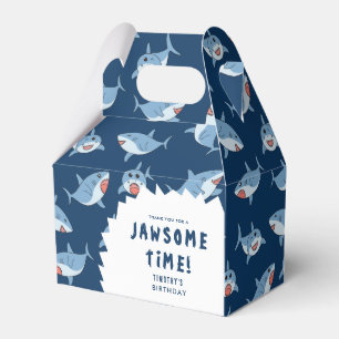 Cute Great White Sharks Ocean Birthday Party Favor Box