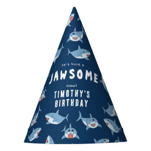 Cute Great White Sharks Ocean Birthday Party Hat
