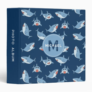 Cute Great White Sharks Ocean Monogram Album Binder